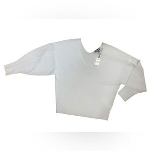 Express Grey V Neck Balloon Sleeve Knit Top